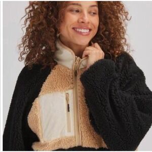 STOIC 1/2 Zip Sherpa Pullover brown black sweater Size XL‎ High Pile Fleece MTN